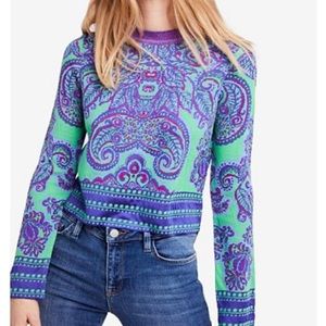 Free People New Age Paisley Cropped Sweater